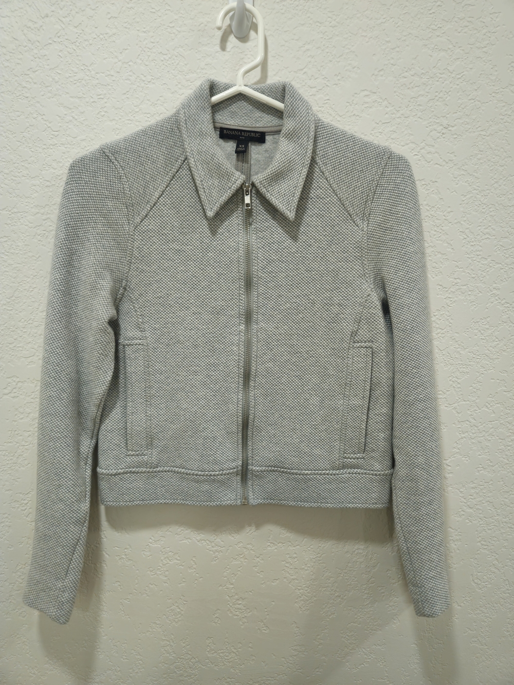 Banana Republic Light Gray Zip-Front Women's Stretch Jacket